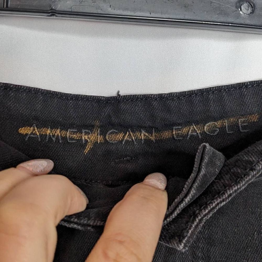 American Eagle Mom Jeans Pleated Front Black Plus Size 24 - Picture 4 of 6